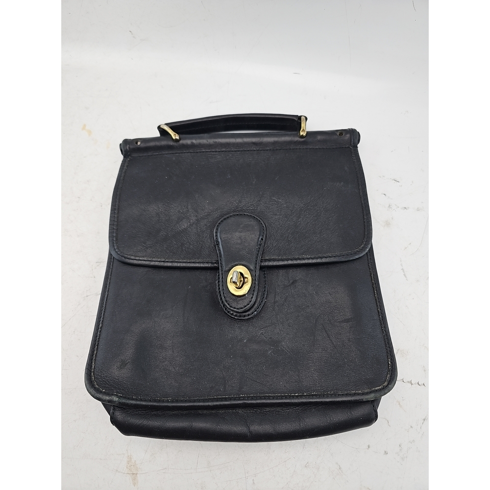 Hunt Club Vintage Black Leather Satchel Bag